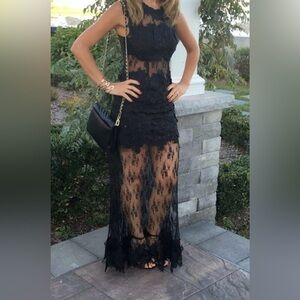 Issue New York Sheer Lace Embroidered Dress Gown